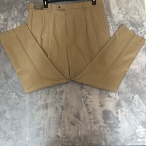 NWT Daniel Cremieux Signature Label Stretch Flat Front Dress Pant Tan Size 40x30